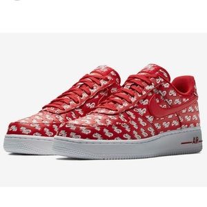 All over logo red Airforce Ones